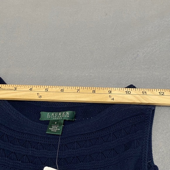 Lauren Ralph Lauren Navy Blue Knit Dress Sleeveless Textured Size S - Picture 4 of 11